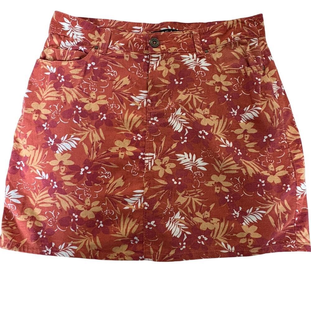 Beau Dawson Linen Blend Floral Skort Orange Tropical Print 12 dark Academia Boho